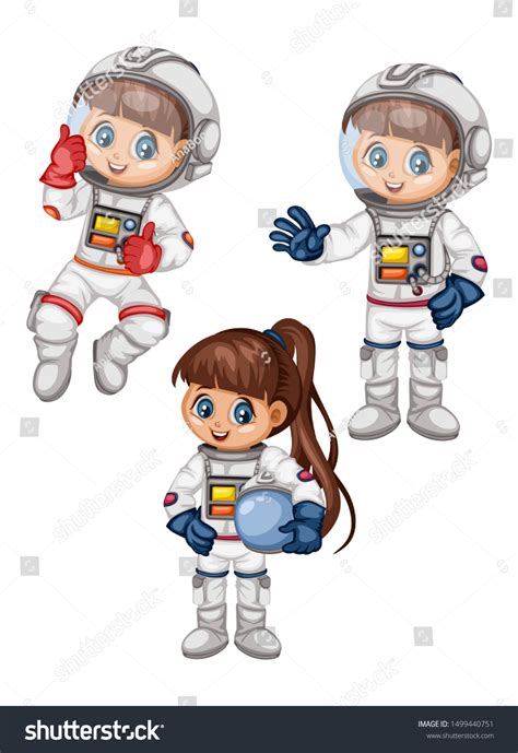 Astronaut Cartoon Characters Outer Space Suit 스톡 벡터(로열티 프리) 1499440751 ...