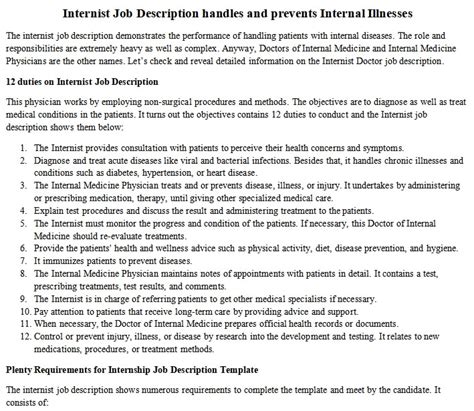 Internist Job Description handles and prevents Internal Illnesses ...