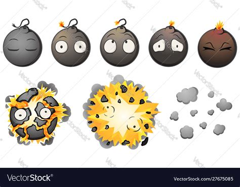 Bomb explode cartoon animation Royalty Free Vector Image