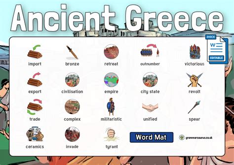 History – Ancient Greece Word Mat - Grammarsaurus