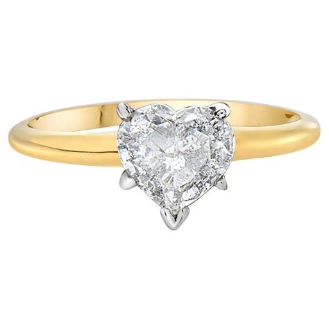 14 Karat Yellow Gold Heart Shape Engagement Ring For Sale at 1stDibs