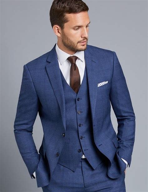 Men's Suits Online | Hawes & Curtisc Blue Plaid Suit, Blue Suit Men ...