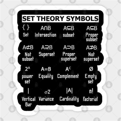 Set Theory Symbols - Set Theory - Sticker | TeePublic