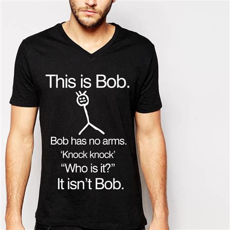 This Is Bob KNOCK KNOCK FUNNY JOKE T Shirts Men V Neck Mens t shirt ...