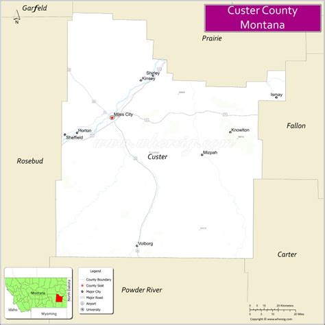 Map of Custer County, Montana - Where is Located, Cities, Population, Highways & Facts