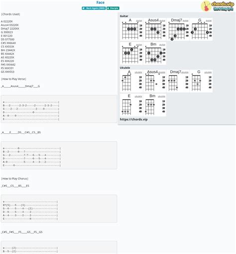 Chord: Face - tab, song lyric, sheet, guitar, ukulele | chords.vip