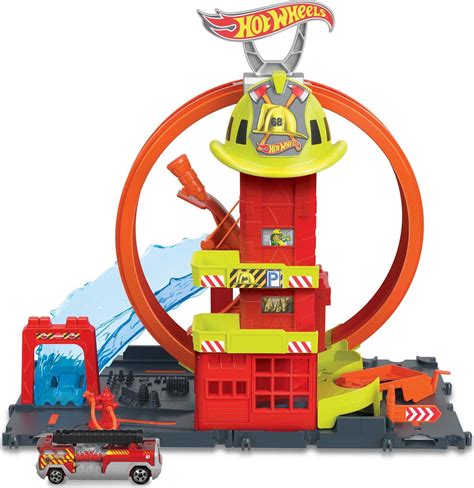 Hot Wheels City Super Loop Fire Station Playset & 1 Toy Firetruck in 1:64 Scale - Walmart.com