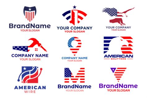 American Flag Style Logo Design Vector Graphic by DuckOn · Creative Fabrica