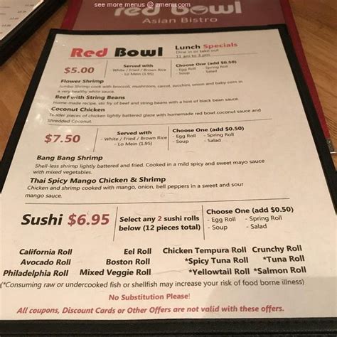 Online Menu of Red Bowl Restaurant, Lexington, South Carolina, 29072 ...