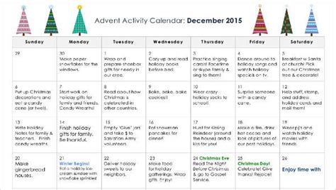 Activity Calendar Template For Seniors