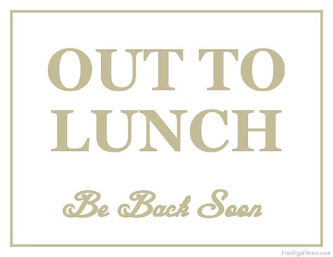 Printable Out To Lunch Sign