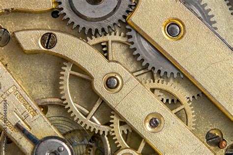 Old pocket clock mechanism Stock Photo | Adobe Stock