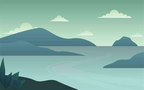 Mountain and lake landscape at sunrise and sunset 24088828 Vector Art at Vecteezy