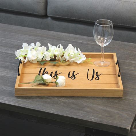 Decorative Wood Serving Tray W/ Handles, 15.50" X 12", "This is Us"