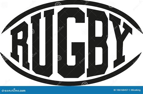 Rugby Word in Shape of a Rugby Ball Stock Vector - Illustration of league, logo: 106168457