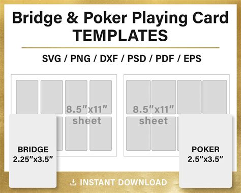 Playing Card Template BUNDLE 5 Sizes BLANK Template Svg - Etsy