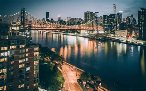 Download wallpapers Queensboro bridge, NYC, nightscapes, New York, USA, America besthqwallpapers ...