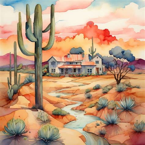 Home In Desert Landscape Art Free Stock Photo - Public Domain Pictures