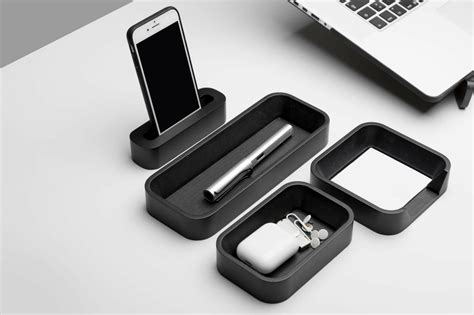 Desk Organizer Set Black Wooden Desktop Organiser Modern - Etsy