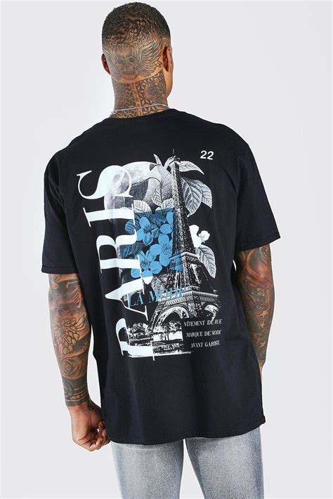 Men's Oversized Paris Graphic Back Print T-Shirt | Boohoo UK | Print t shirt, Mens outfit ...