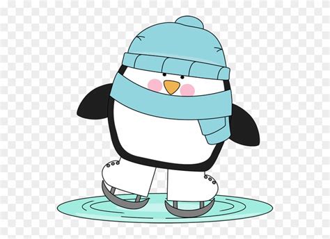 Penguin Skating On Ice - Winter Polar Bear Clip Art - Free Transparent PNG Clipart Images Download