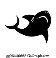 490 Clip Art Shark Bit Fish Silhouette | Royalty Free - GoGraph