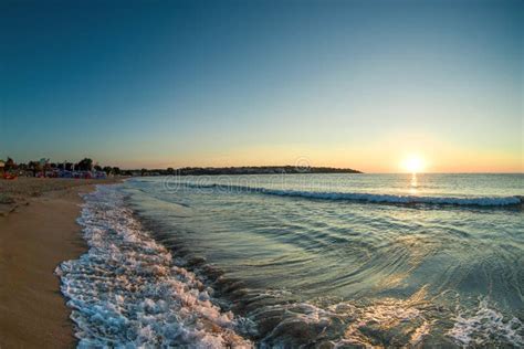 Scenic Morning Sunrise on Sandy Beach Stock Image - Image of golden ...