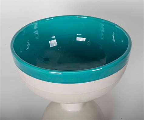 Ettore Sottsass Green and White Ceramic Vase "Bolo Bowl" For Sale at 1stDibs
