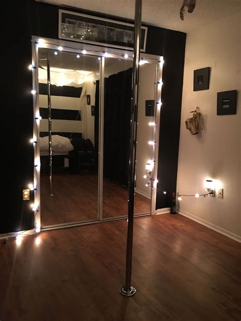 Home pole studio Xpole + Target lights 8in. Gold pleasers | Dance room ...