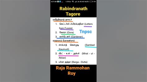 Rabindranath Tagore, Raja Rammohan Roy Works Mirat-ul-Akbar, Sambad Kaumudi Tnpsc History Book# ...