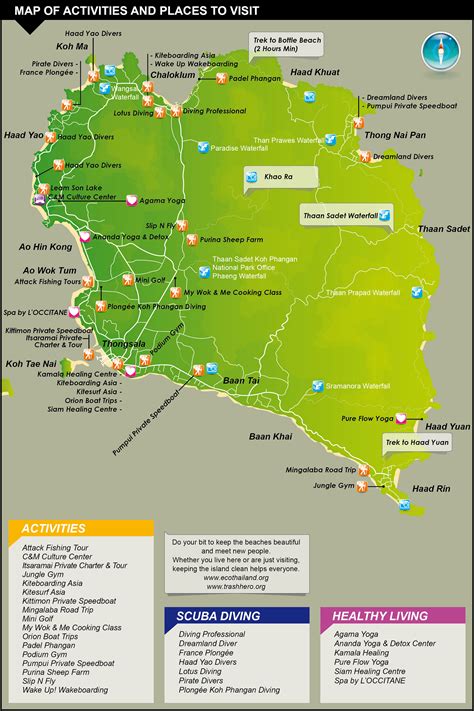 Adventure & Activities Map – Koh Phangan Thailand