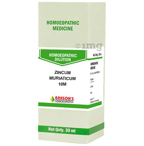 Bakson's Zincum Muriaticum Dilution 10M: Buy bottle of 30.0 ml Dilution at best price in India | 1mg