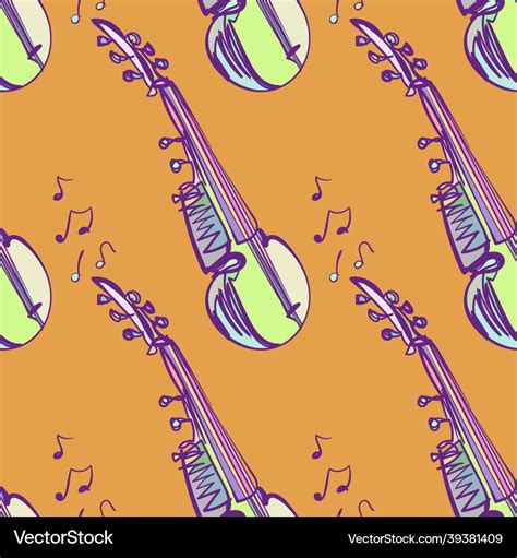 Sitar veena sketch isolated design element Vector Image