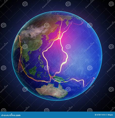 Earth's Fault Lines Between Tectonic Plates Stock Illustration - Image ...