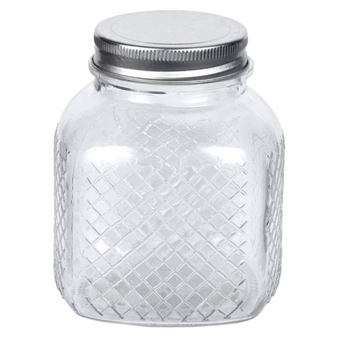 Bulk Square Lattice Clear Glass Jars with Metal Lids, 22 oz. | Dollar Tree