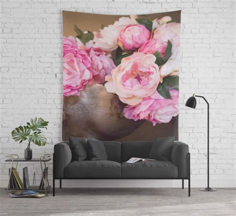 Pink Silk Flowers Wall Hanging Elegant Botanical Art for Condo ...