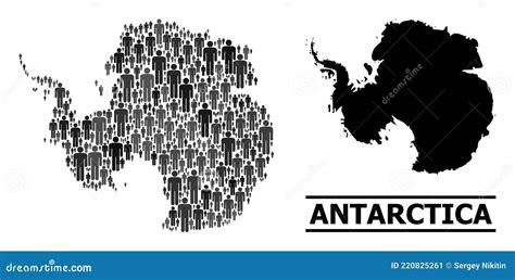 Vector Population Collage Map of Antarctica and Solid Map Stock Vector - Illustration of human ...