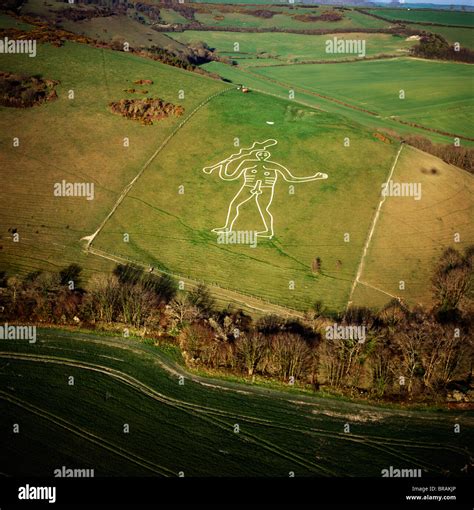 Aerial image of the Cerne Abbas Giant, Cerne Abbas, north of Dorchester, Dorset, England, United ...