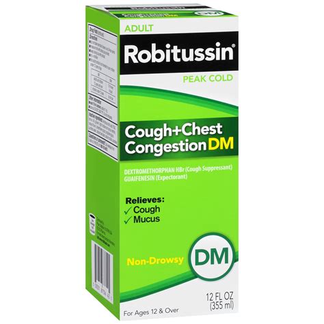 Robitussin Adult Peak Cold Non-Drowsy Cough+Chest Congestion DM Liquid ...