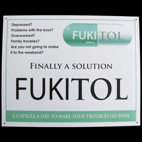 FUKITOL prescription drug medicine FUNNY WORK SIGN doctor's office medical decor | Work humor ...