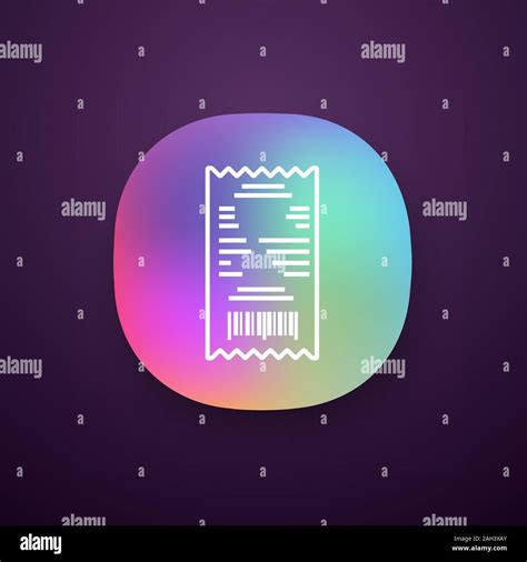 Cash receipt app icon. UI/UX user interface. Paper check. Bill. Web or mobile application ...