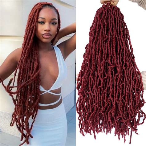 Soft Locs 24 Inch Crochet Hair 6 Packs Burgundy Color Faux Locs Crochet ...