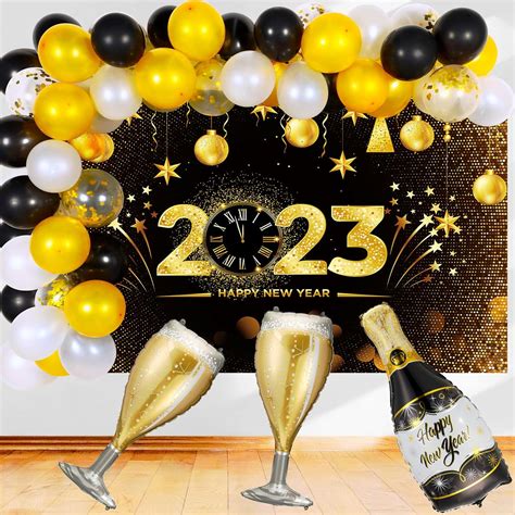 Amazon.com: 53 Pieces 2023 Happy New Year Party Supplies Decorations Set, with Happy New Year ...