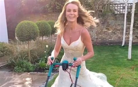 Amanda Holden wears her wedding dress to mow the lawn during lockdown | Metro News