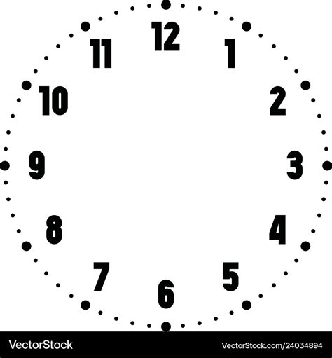 Clock face hour dial with numbers dots mark Vector Image