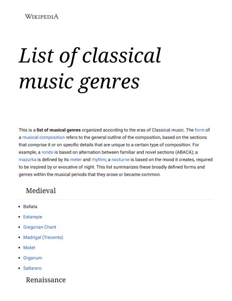 List of classical music genres - Wikipedia - List of classical music ...