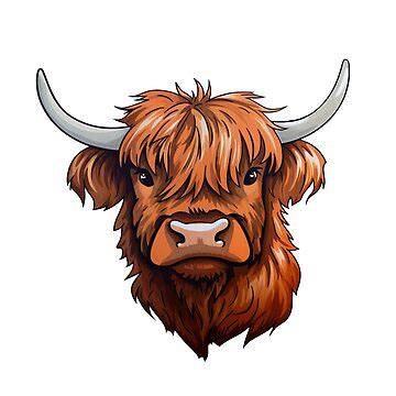 "Cute Highland Cow Cartoon" Sticker for Sale by PixelVibes | Redbubble