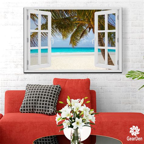 "Palm Beach Window View" Premium Canvas - GearDen