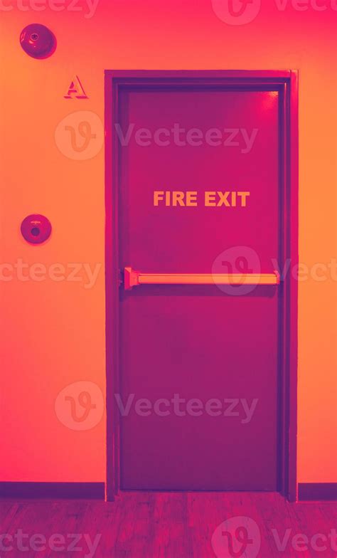 Fire exit door. Fire exit emergency door red color metal material ...