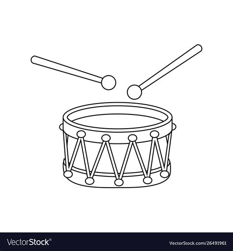 Drum outline cartoon icon symbol design isolated Vector Image